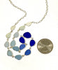 Clear, Blue, Cobalt Graduating 15 Piece Sea Glass Necklace