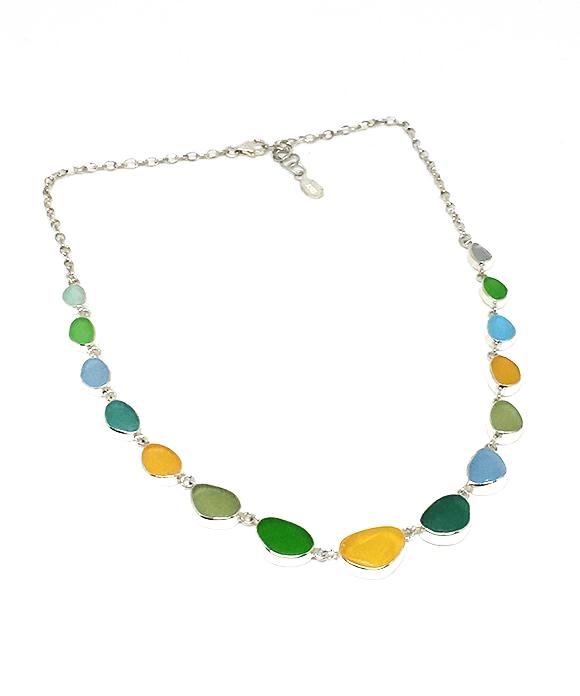 Light Earth Tone 15 Piece Sea Glass Necklace