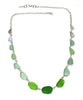 Green, Aqua to Clear Graduating 15 Piece Sea Glass Necklace