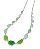Green, Aqua to Clear Graduating 15 Piece Sea Glass Necklace