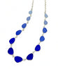 Soft Blue to Dark Cobalt Blue Graduating 15 Piece Sea Glass Necklace
