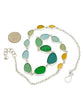 Green, Blue, Aqua, Grey and Amber Graduating 15 Piece Sea Glass Necklace