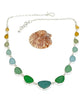 Green, Blue, Aqua, Grey and Amber Graduating 15 Piece Sea Glass Necklace