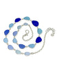 Aqua, Blue and Textured Coblat Graduating 17 Piece Sea Glass Necklace