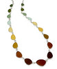 Brown, Amber, Sage to Olive Graduating 19 Piece Sea Glass Necklace
