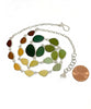 Brown, Amber, Sage to Olive Graduating 19 Piece Sea Glass Necklace