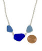 Textured Blue, Cobalt and Cornflower Blue 3 Piece Sea Glass Necklace
