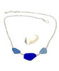 Textured Blue, Cobalt and Cornflower Blue 3 Piece Sea Glass Necklace
