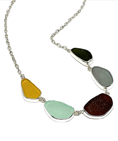 Earth Tone 5 Piece Sea Glass Necklace