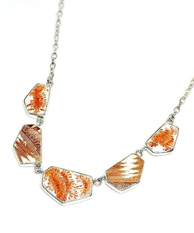 Orange and Brown Transfer Ware Vintage Pottery Necklace