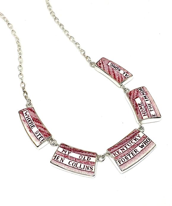 Kentucky Purple Transfer Ware Vintage Pottery Necklace