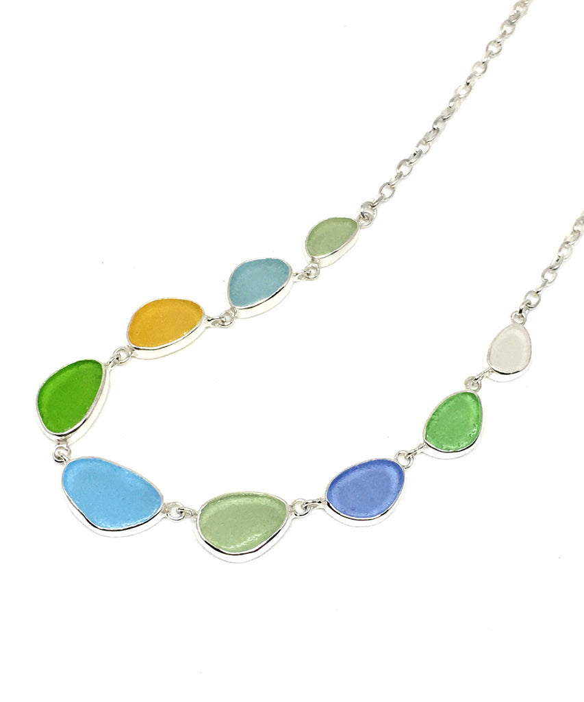 Spring Tones 9 Piece Sea Glass Necklace