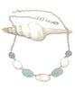 Coke Bottle Blue Sea Glass with Mother of Pearl 7 Piece Necklace