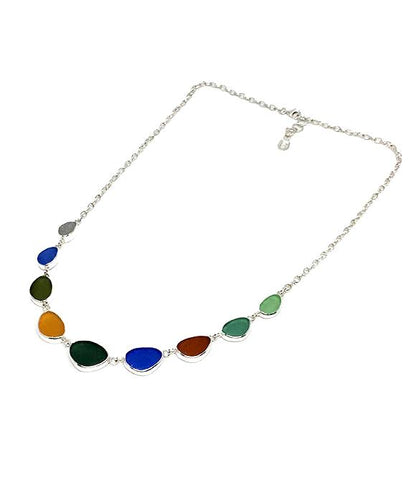 Rich Earth Tones 9 Piece Sea Glass Necklace