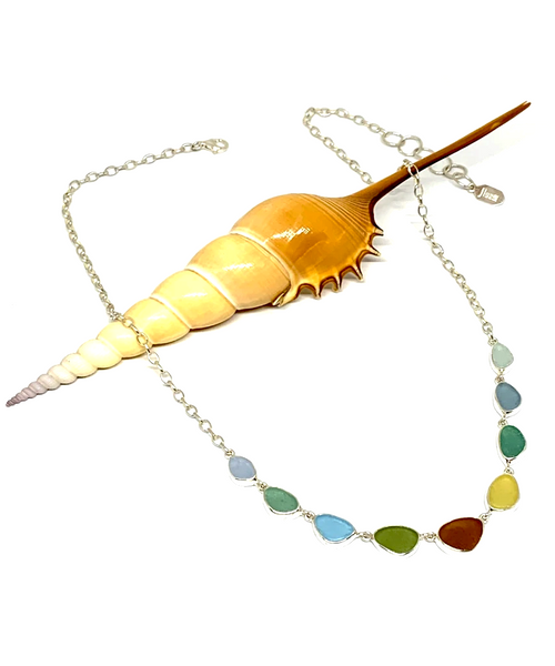 Light Earth Tone 9 Piece Sea Glass Necklace