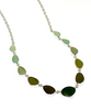 Light Aqua, Sage Green to Dark Olive Graduating 11 Piece Sea Glass Necklace