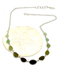 Light Aqua, Sage Green to Dark Olive Graduating 11 Piece Sea Glass Necklace