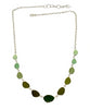 Light Aqua, Sage Green to Dark Olive Graduating 11 Piece Sea Glass Necklace
