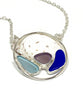 Aqua, Purple and Cobalt Blue Sea Glass Hoop Necklace