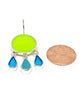 Bright Lime Green & Turquoise Stained Glass Chandelier Style Earrings