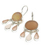 Iridescent Peach with Pink Stained Glass Drops Chandelier Style Earrings