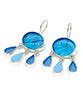 Clear Textured Turquoise with Aqua & Blue Stained Glass Chandelier Style Earrings