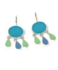 Turquoise, Mint & Sky Blue Stained Glass Chandelier Style Earrings