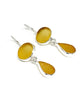 Light Amber & Dark Amber Sea Glass Double Drop Earrings