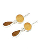 Amber & Brown Sea Glass Double Drop Earrings