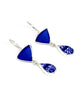 Cobalt Sea Glass & Blue and White Vintage Pottery Double Drop Earrings
