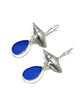 Cast Sterling Shell with Cobalt Sea Glass Double Drop Earrings