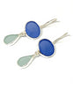Blue & Aqua Sea Glass Double Drop Earrings