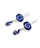 Blue and White Flower and Abstract Vintage Pottery  Drop Earrings