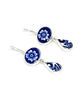 Blue and White Flower and Abstract Vintage Pottery  Drop Earrings