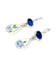 Blue Flower Vintage Pottery & Blue Agate Double Drop Earrings