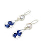 Blue and White Swirl Vintage Pottery & Pearl Double Drop Earrings