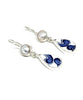 Blue and White Swirl Vintage Pottery & Pearl Double Drop Earrings