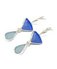 Blue and Light Aqua Sea Glass Double Drop Earrings