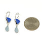 Blue and Light Aqua Sea Glass Double Drop Earrings