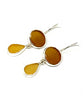 Rich Brown and Amber Sea Glass Double Drop Earrings