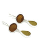 Brown and Amber Sea Glass Double Drop Earrings