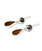 Brown Sea Glass with Black Pearl Earrings Double Drop Earrings