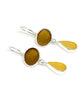 Light Brown and Amber Sea Glass Double Drop Earrings