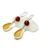 Carnelian and Amber Sea Glass Earrings