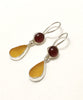 Carnelian and Amber Sea Glass Earrings