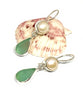 Greenish Aqua Sea Glass with Pearl Earrings Double Drop Earrings