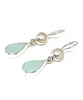 Coke Bottle Blue Sea Glass with Pearl Earrings