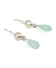 Coke Bottle Blue Sea Glass with Pearl Earrings