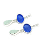 Blue & Palest Blue Sea Glass Double Drop Earrings