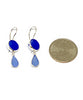 Cobalt & Blue Sea Glass Double Drop Earrings